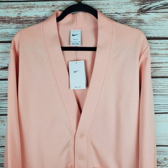 NWT Nike Mens Medium Standard Issue Light Pink Cotton Golf Cardigan Jacket - Picture 3 of 10